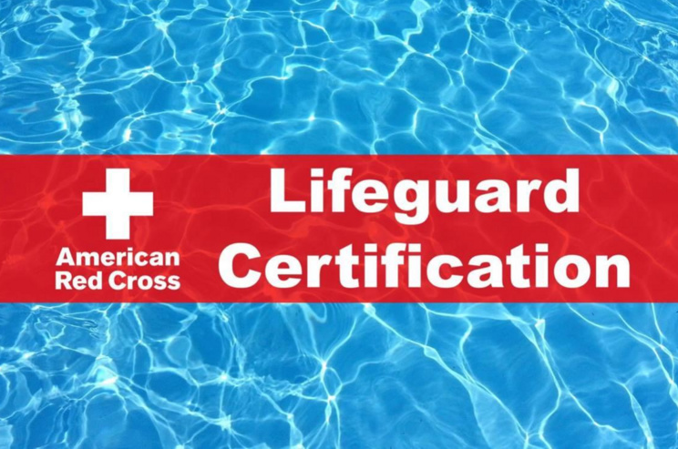 Lifeguard Certification on blue water background