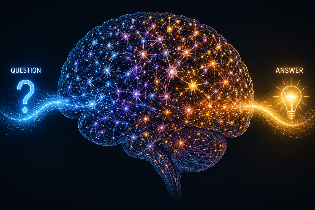 Futuristic human brain with nodes